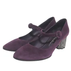 美品 Salvatore Ferragamo サルヴァトーレフェラガモ ORTENSIA 55.5 スエードレザー メリージェーン パンプス 6D 23.5cm パープル レディース 古着 中古 USED