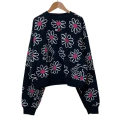 新品同様 TOMMY JEANS Keith Haring トミージーンズ キースヘリング フラワープリント スウェット サイズM ネイビー レディース 古着 中古 USED