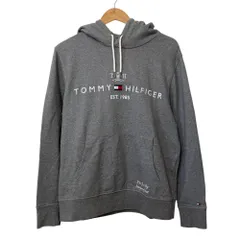 美品 TOMMY HILFIGER トミーヒルフィガー ロゴ刺繍 スウェットパーカー サイズXL グレー レディース 古着 中古 USED