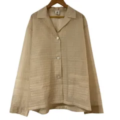 美品 6 BEAUTY & YOUTH UNITED ARROWS ロク ビューティーアンドユース BLOCK SUKE SHIRT オープンカラー シャツ ベージュ レディース 古着 中古 USEDのサムネイル