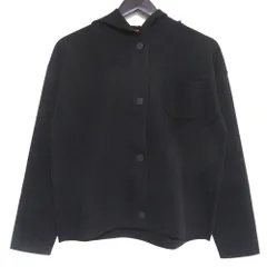 美品 MaxMara STUDIO マックスマーラストゥディオ フーデッド ニットジャケット カーディガン Sサイズ ブラック レディース 古着 中古 USED