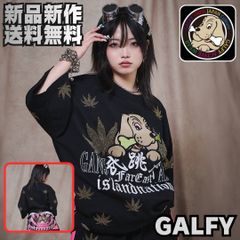 GALFY アーチ刺繍グランジ長袖Tシャツ ロンT 犬 オーバーサイズ y2k 