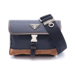 プラダ PRADA ショルダーバッグ RE NYLON TESSUTO+SAFFIANO 2ZH108384F0C1B ブルーカフェ ナイロン スウェード ショルダーバッグ メンズ 未使用