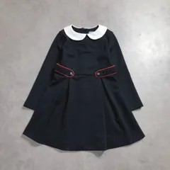 WQ1137●jacadi 長袖襟つきワンピース ●6A/116㎝● 紺/白/赤 ジャカディ キッズ 女の子 発表会入園式 セレモニー ドレス