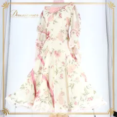 社交ダンス 衣装 スタンダード ドレス ワンピース レッスンウェア パーティドレス Dance Fashion Pier アイボリー ホワイト系 ピンク系 グリーン系 花柄 レース ワンピースドレス 花柄ワンピース レース付き フリル袖 長袖 袖フリルのサムネイル