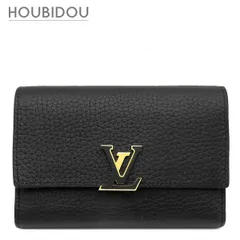 ルイヴィトン LOUIS VUITTON 三つ折り財布 ポルトフォイユカプシーヌ コンパクト レザー トリヨンレザー ノワール×ホットピンク ゴールド金具 黒 ピンク ブラック金具  M62157 RFID【中古】