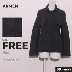美品 ARMEN アウター キルティング格子ステッチ 襟付き 前スナップボタン 長袖 コットンジャケット フラップポケット付きのサムネイル