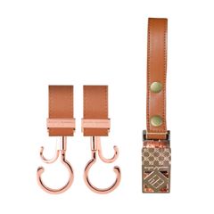 e.x.p.japon 兩件式組合 包包掛鉤&鞋子夾 粉色包裝 合皮駝色 360度旋轉式 嬰兒車掛鉤 b-bhsc06