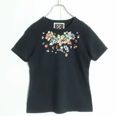 【美品】ピンクハウス★キュートなベリーpt♪半袖カットソー Tシャツ 大きいサイズL 黒系 無地 z19280