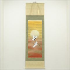 美品 掛け軸 速水御舟筆「白鷺紫閃」石版画 名画 年中掛け 日本画家