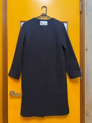 Y【Y4-77】◇ NATURAL BEAUTY BASIC　Sサイズ　ノーカラーロングコート　紺色
