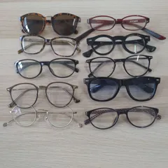 中古メガネ10点まとめ売りセット / おしゃれ眼鏡・サングラス・フレーム色々