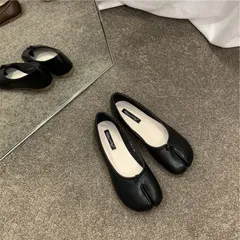 シューズ レディース パンプス 足袋 フラット ローヒール バレエ バレリーナ ぺたんこ 柔らかい 歩きやすい 疲れにくい 痛くない PU ブラック M0406-DWEL-1のサムネイル
