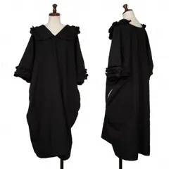 コムコム コムデギャルソンCOMME des GARCONS ポリシワ加工フリルビッグワンピース 黒XSのサムネイル