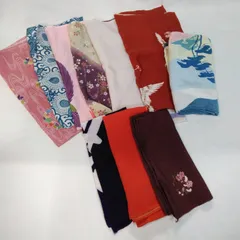 ちりめん風呂敷 10枚まとめ売り サイズ色々 レーヨン 絹 シルクなど 和装小物 おしゃれ小物 現状 中古 W028