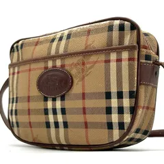 バーバリー Burberrys ショルダーバッグ カメラバッグ ベージュ ブラウン チェック ノバチェック シャドーホース ホースロゴ PVC レザー ヴィンテージ 斜め掛け