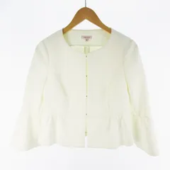 トッカ TOCCA 0 ノーカラージャケット フレアー リボン 白 ホワイト 上着