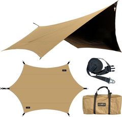 新品未使用 LUHANA タープ ヘキサタープ 500×450 キャンプ カーキ