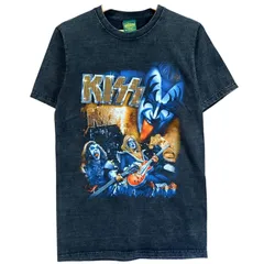 新品 KISS キッス バンドTシャツ M ロック 音楽 メタル Gene Simmons ジーン・シモンズ ウォッシュ加工 黒 ブラック 豪華プリント メンズ レディース 古着系 半袖 夏物 トップス / MS347
