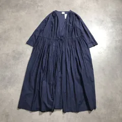 WQ1140●a piece of Library：ウエストギャザーロングコットンカーディガン ネイビー シャツワンピース ピースオブライブラリー
