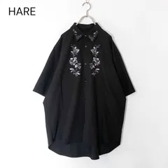 HARE ハレ 刺繍 シャツ ブラック 半袖