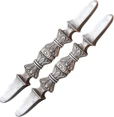Misora Pockets 独鈷杵 密教法具 金剛杵 白銅製 寺院用 仏具 手道具 長さ16.3cm 2個セット (シルバー,  16.3cm)