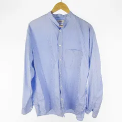 The CLASIK ザ クラシック david&john anderson 25SS CKSH-162 COLLORLESS SHIRTS カラーレス シャツ 長袖 ストライプ ブルー ホワイト 48 