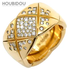 シャネル CHANEL リング 指輪 ココクラッシュ ダイヤ ラージモデル イエローゴールド #T50(JP10) 18K 750 YG パヴェ  10号 J13162【中古】