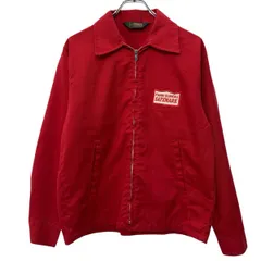 70s USA製 K-BRAND ワークジャケット M レッド ケーブランド ジップ 