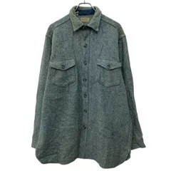 90s USA製 L.L.Bean 長袖 フランネルシャツ XL グリーン エルエルビーン ボタン 90年代 ウール 総柄 胸ポケット ネルシャツ 秋物 a804-5056
