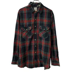 OUTDOOR EXCHANGE 長袖 フランネルシャツ XL ブラック マルチカラー ボタン 胸ポケット チェック柄 長袖シャツ トップス 春秋物 a804-5104