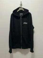 100 アディダス フード スウェット ジップアップ ジャケット ブラック