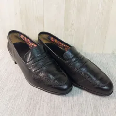 【極美品】Salvatore Ferragamo メンズコインローファー 高級革靴 7 1/2 EE 25.5cm ロゴ シボ革 レザー ブラック 黒 馬車柄 ドレス イタリア製