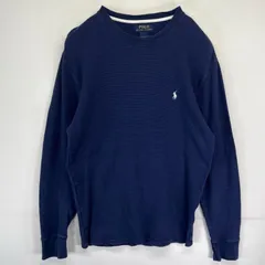 古着 ポロ・ラルフローレン POLO RALPH LAUREN 長袖Tシャツ サーマル ロンT ワッフル ワンポイントロゴ M  ネイビー メンズ
