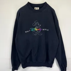 古着 90's/90年代 ディズニー Disney スウェット ミッキーマウス刺繍 クルーネック ロゴ プルオーバー  M  ブラック メンズ