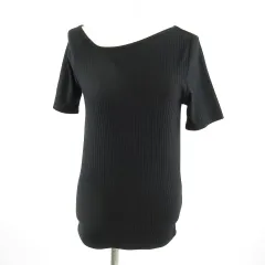 ナノユニバース nano universe カットソー 半袖 リブ 黒 F *T647