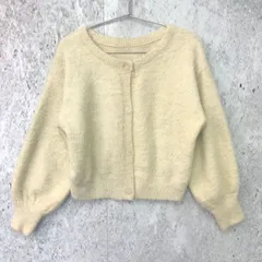 VANNIE U ヴァニーユー ラメ フェザー ニット カーディガン アイボリー Fサイズ ◇〇