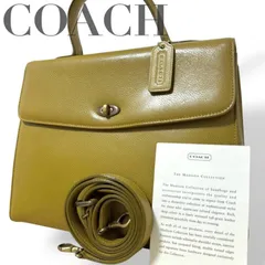 ☆★希少★COACH  コーチ★ショルダーバッグ　ハンドバッグ　2way   斜め掛け　チャーム　ターンロック　カード　ロゴ　レザー　マスタード★♯2357