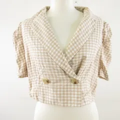 ワンアフター アナザー ナイスクラップ one after another NICE CLAUP シャツジャケット 半袖 ショート丈 チェック ベージュ F *T828