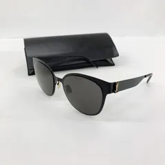 SAINT LAURENT サンローラン サングラス アイウェア メガネ SLM42 008 ワンポイント ロゴ UV対策 ケース付き レディース ブラック 眼鏡 DF18484■のサムネイル