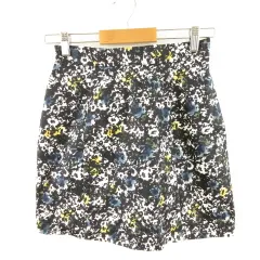 ジーナシス JEANASIS ミニスカート タイト 総柄 黒 白 S *A761