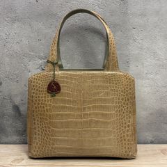 メタリッククロコダイルパールピンクSANPO トート ハンド バッグ JRA 
