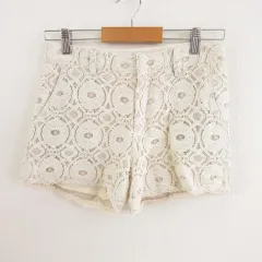 B&Y ユナイテッドアローズ BEAUTY&YOUTH ビューティー&ユース ショートパンツ レース 刺繍 オフホワイト 白 S *T658