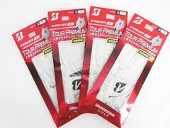 未使用同様 Bridgestone Sportsブリヂストンスポーツ ゴルフグローブ4点セット TOUR B TOUR PREMIUM  GLG70J 天然皮革モデル サイズ26 ホワイト 日0002-0406-53のサムネイル