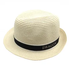 【超美品】ダンスウィズドラゴン 中折れハット ライトベージュ×黒 ロゴ 99(F)   ゴルフウェア Dance With Dragon