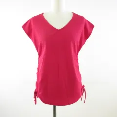 ジーユー GU カットソー フレンチスリーブ Vネック ピンク S *T495