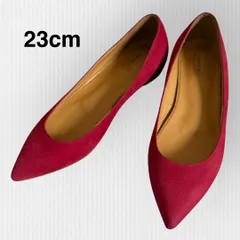 【チェンバー】フラットシューズ　23cm  ポインテッドトゥ　赤　レッド　スエード　フラッドパンプスのサムネイル