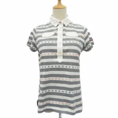 マンシングウェア MUNSINGWEAR ゴルフウエア ポロシャツ 半袖 L 白 グレー ボーダー柄 星柄 /SY32 ■ECB001
