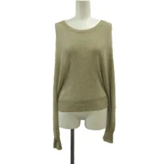 ザラ ZARA ニット セーター ラメニット サマーニット M ゴールドカラー 長袖 ラウンドネック 透かし編み /RK ■ECB001