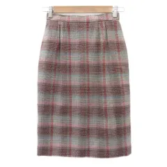 ミラショーン mila schon タイトスカート 38 茶 ブラウン チェック柄 タック ミモレ丈 /YS26 ■ECB002